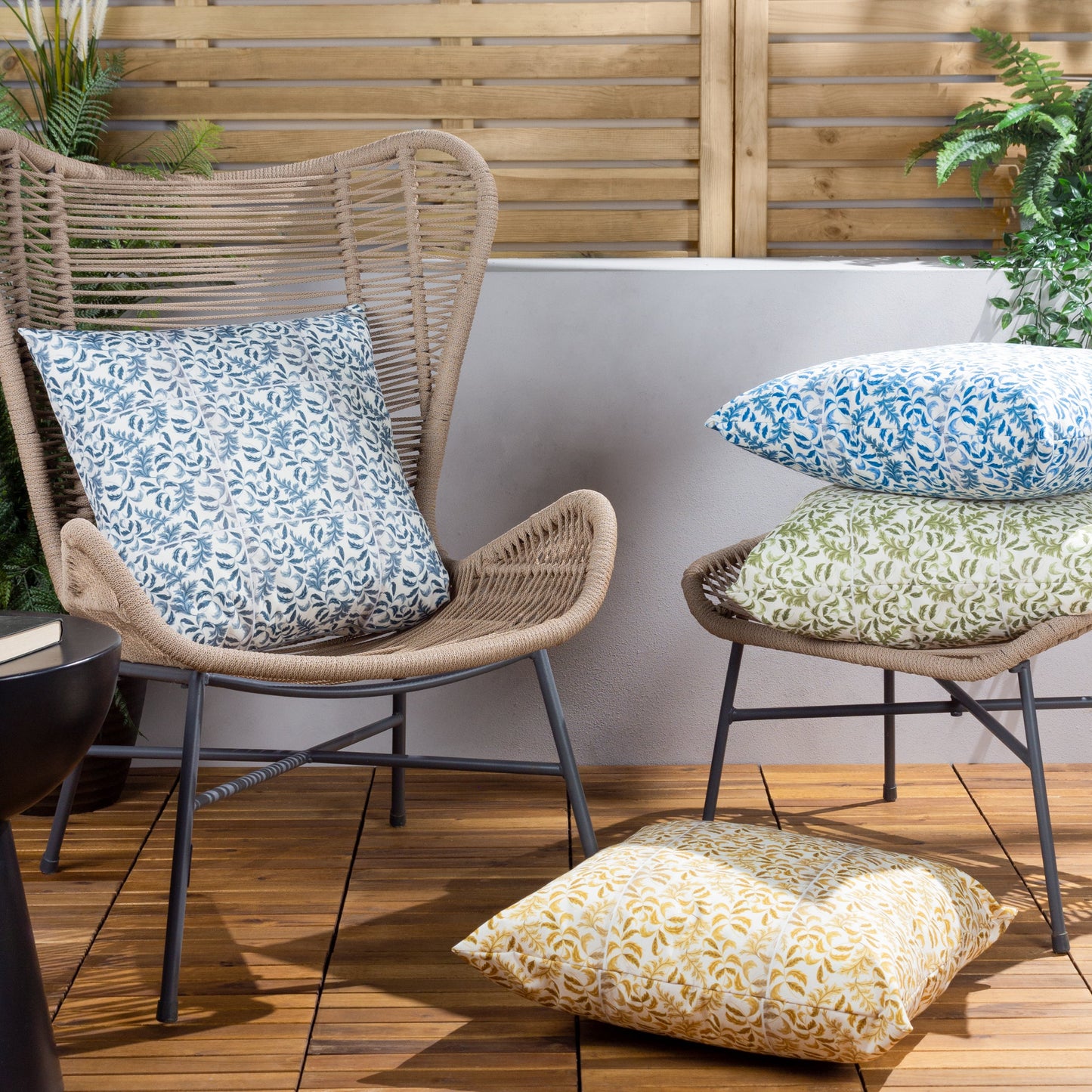 Floral Yellow Cushions - Minton Tiles Outdoor Cushion Cover Saffron Paoletti