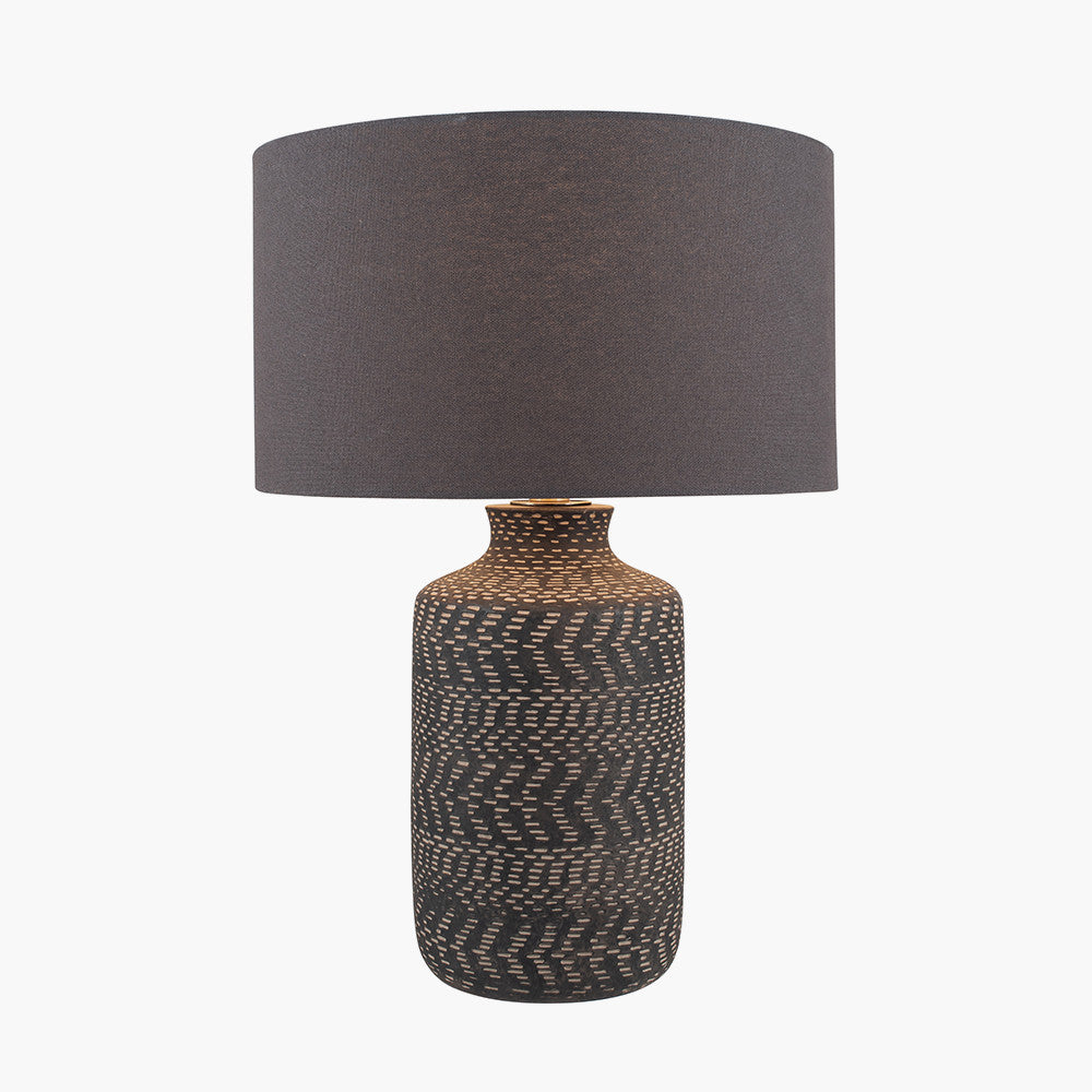 Atouk Textured Black Stoneware Table Lamp Base