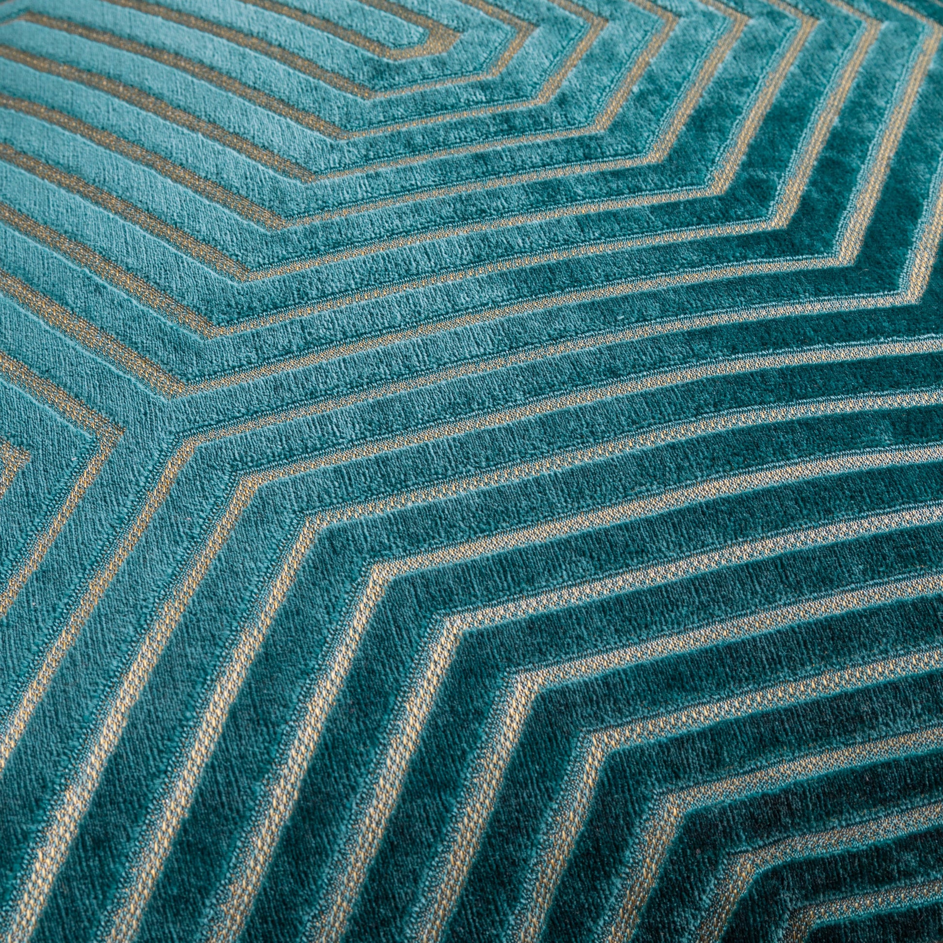 Geometric Blue Cushions  - Evoke Cut Velvet Cushion Cover Teal Paoletti