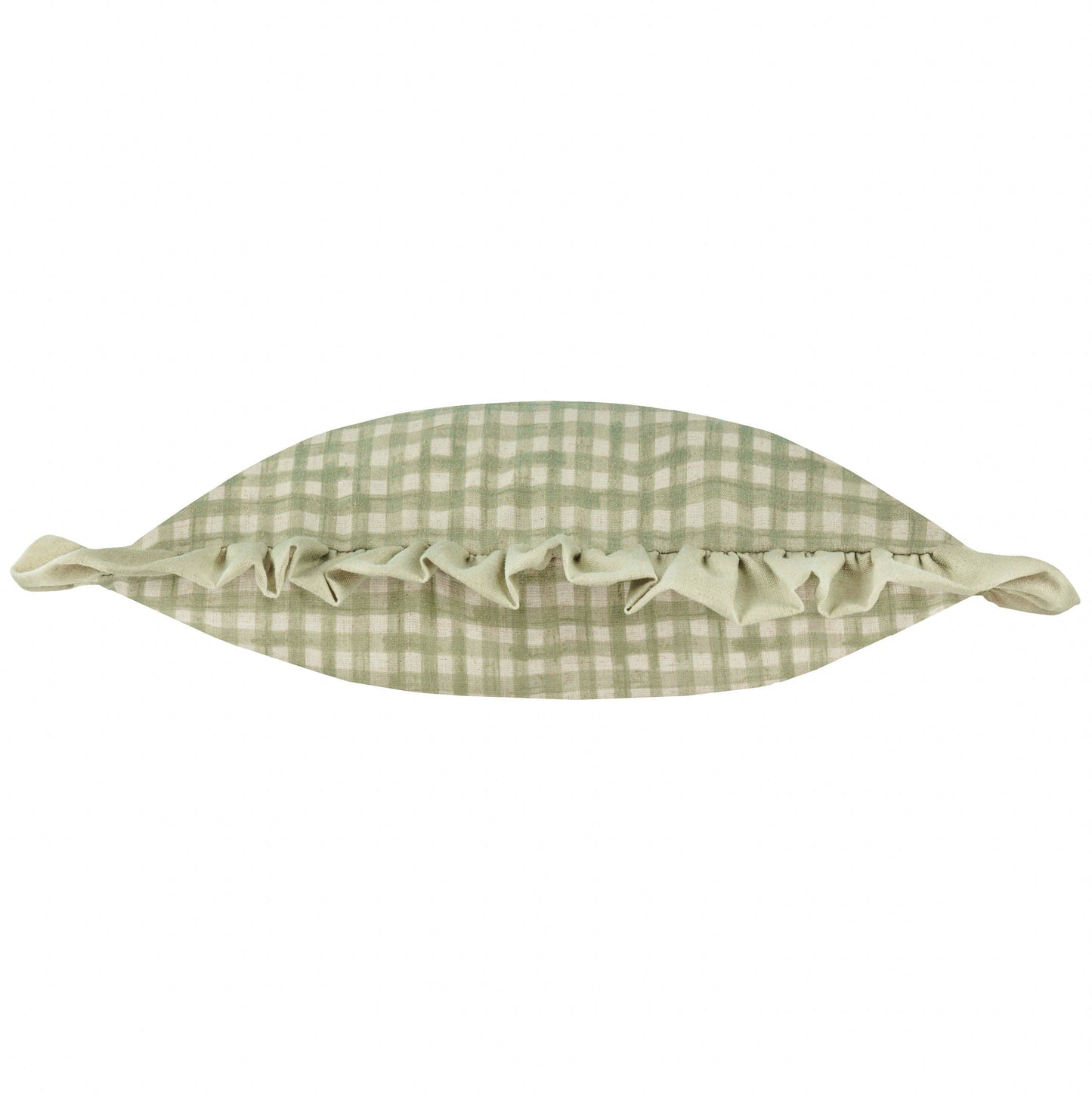 Check Green Cushions - Meadow Haze Embroidered Ruffle Cushion Cover Green furn.