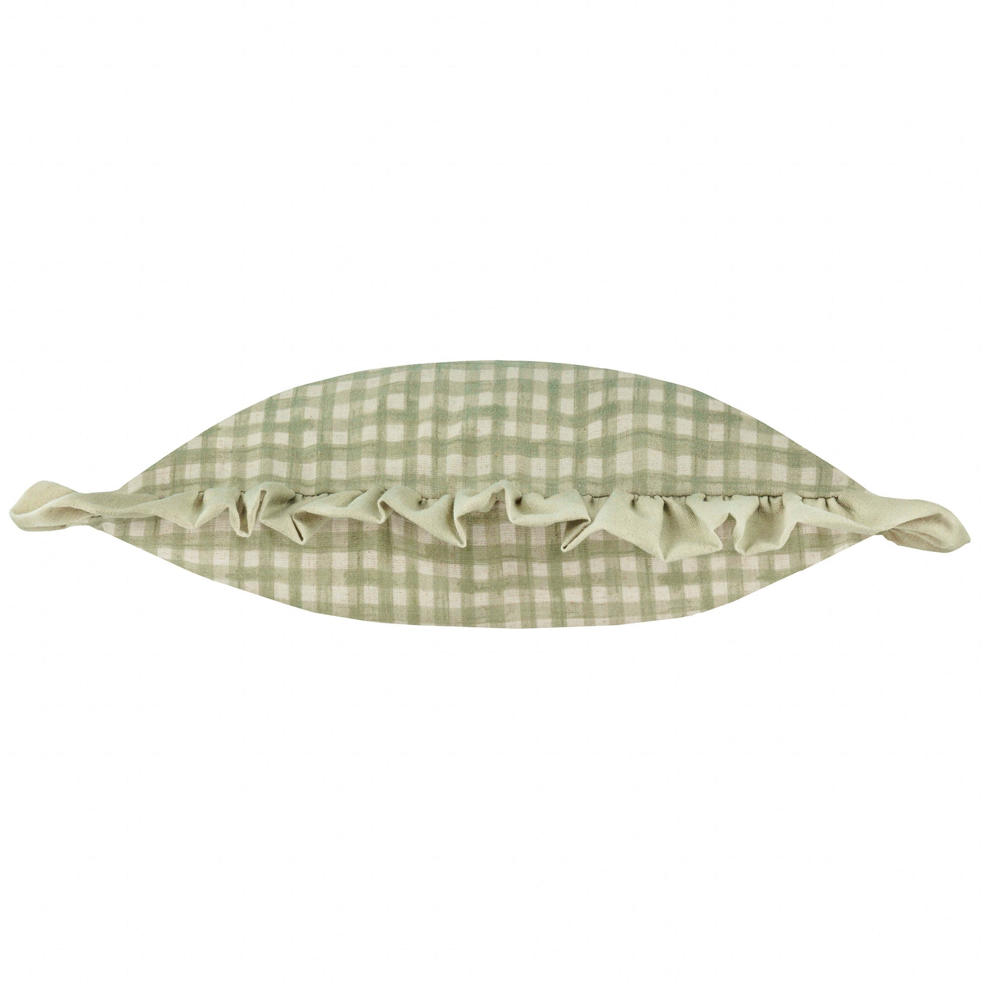Check Green Cushions - Meadow Haze Embroidered Ruffle Cushion Cover Green furn.