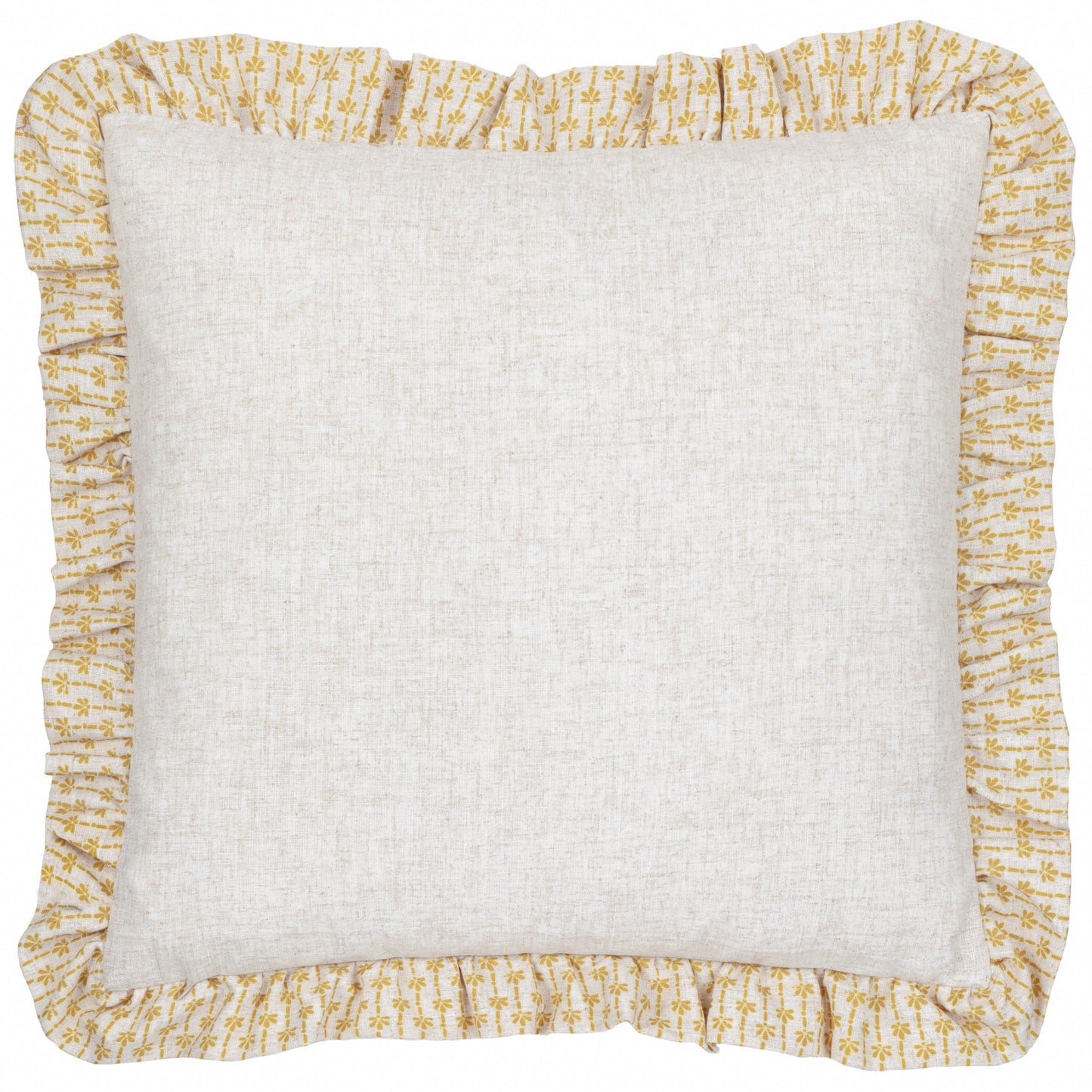 Floral Beige Cushions - Panni Block Textured Ruffle Cushion Cover LINEN/OCHRE furn.