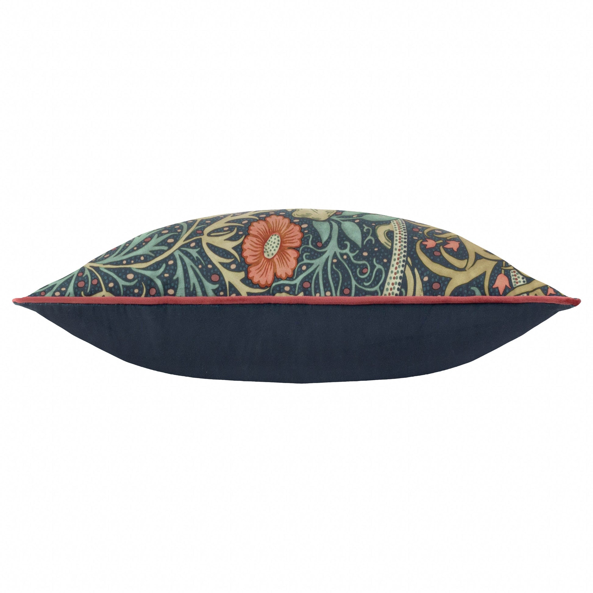 Floral Multi Cushions - Seaweed Printed Velvet Feather Rich Filled Cushion Indigo Morris & Co