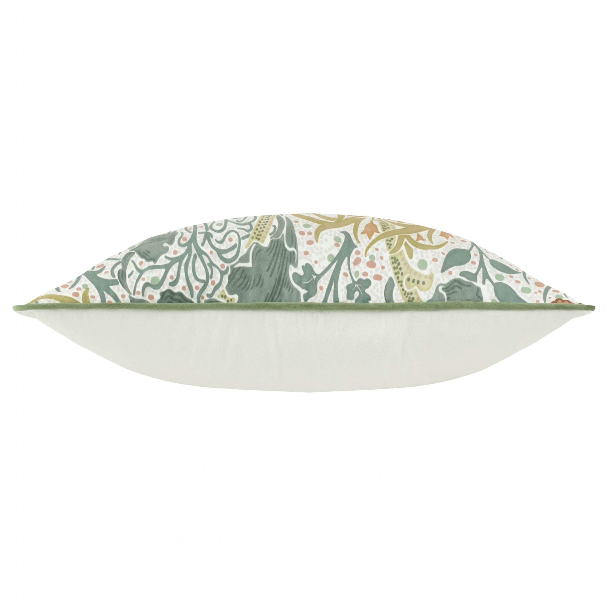 Floral Multi Cushions - Seaweed Printed Velvet Feather Rich Filled Cushion Stone/Sunflower Morris & Co