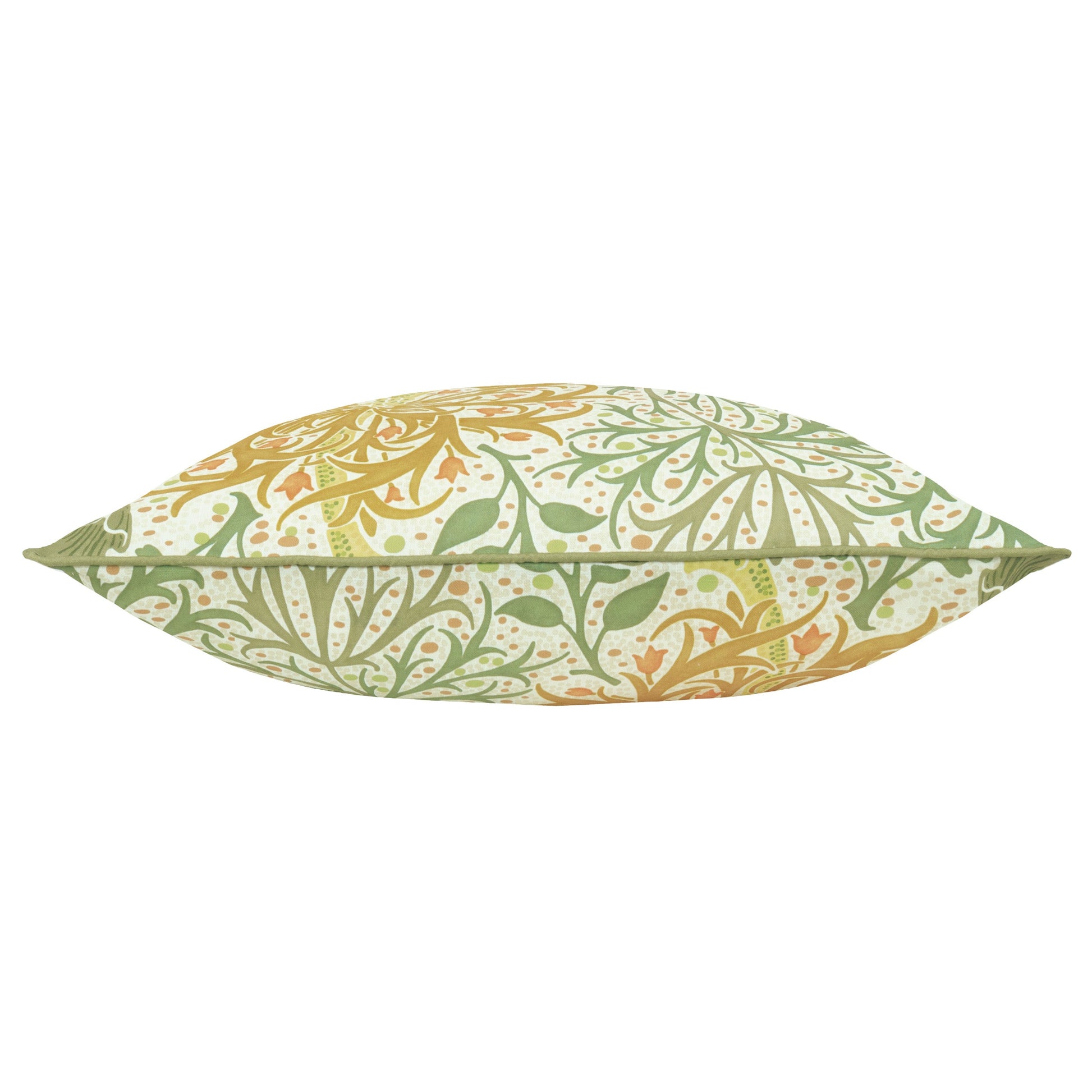Floral Green Cushions - Seaweed Printed Outdoor  Polyester Filled Cushion Stone/Sunflower Morris & Co