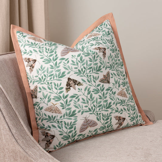 Wylder Silk Moth Cushion Cover in Pale Pink