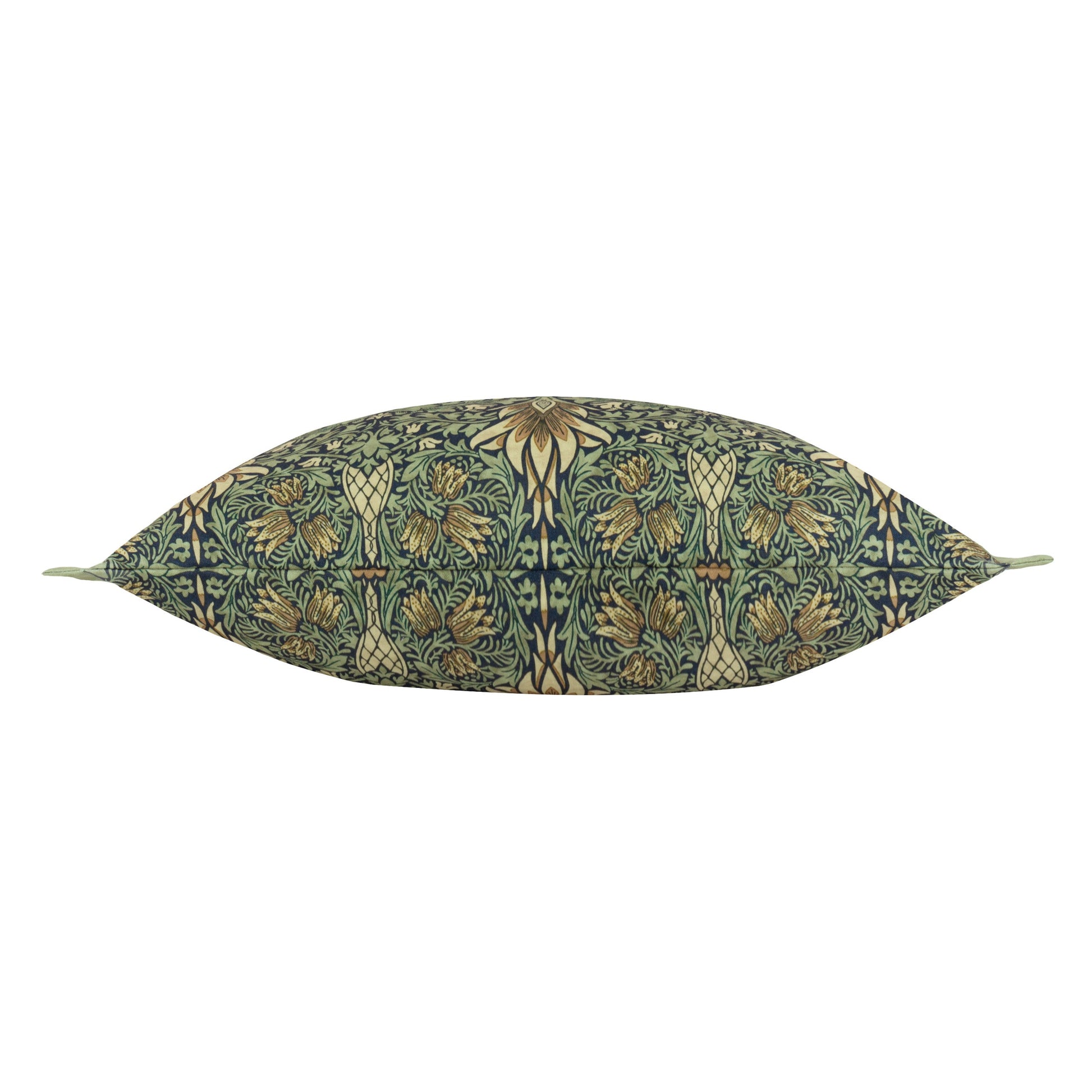 Floral Blue Cushions - Snakeshead Printed Outdoor Polyester Filled Cushion Indigo/Leaf Green Morris & Co