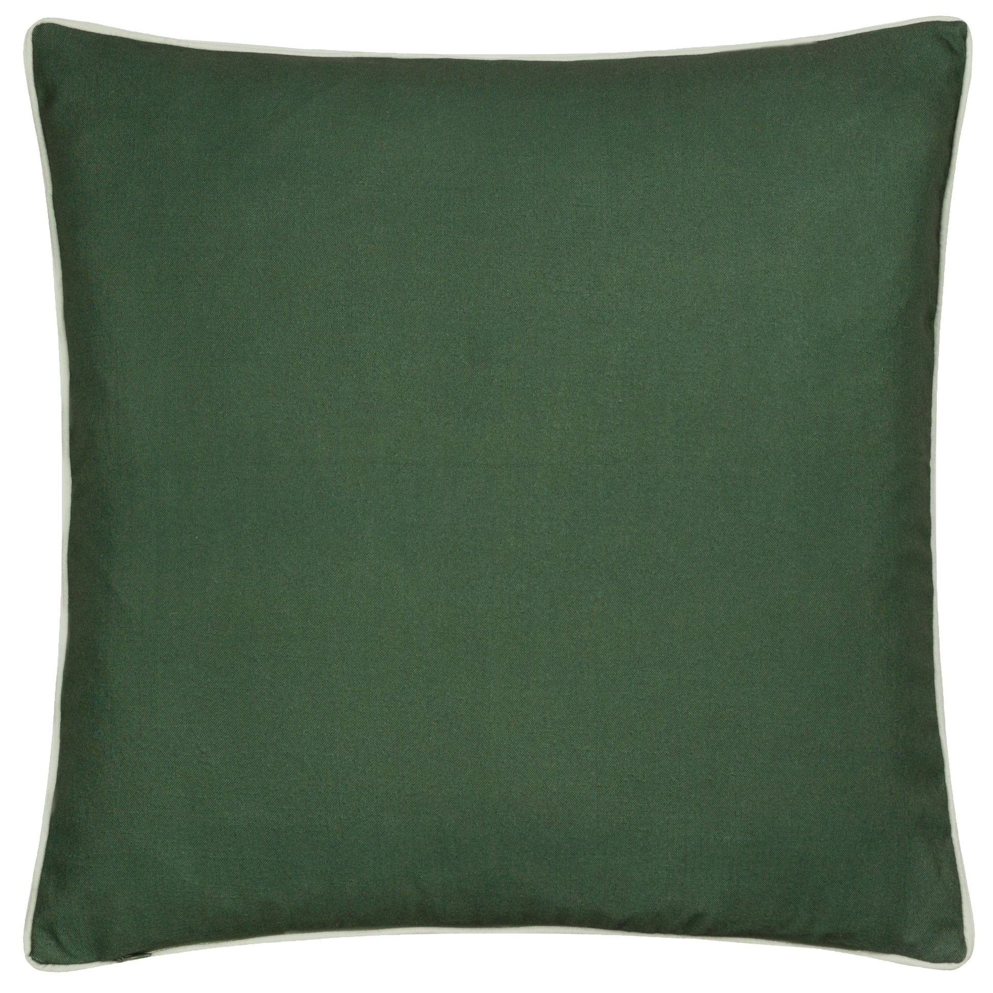 Floral Green Cushions - Strawberry Thief Piped Outdoor Polyester Filled Cushion Forest Green Morris & Co