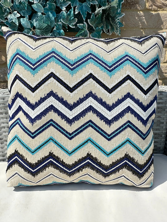 The Couture Cushion - The Outdoor Blue Zig Zag - Style No. 67